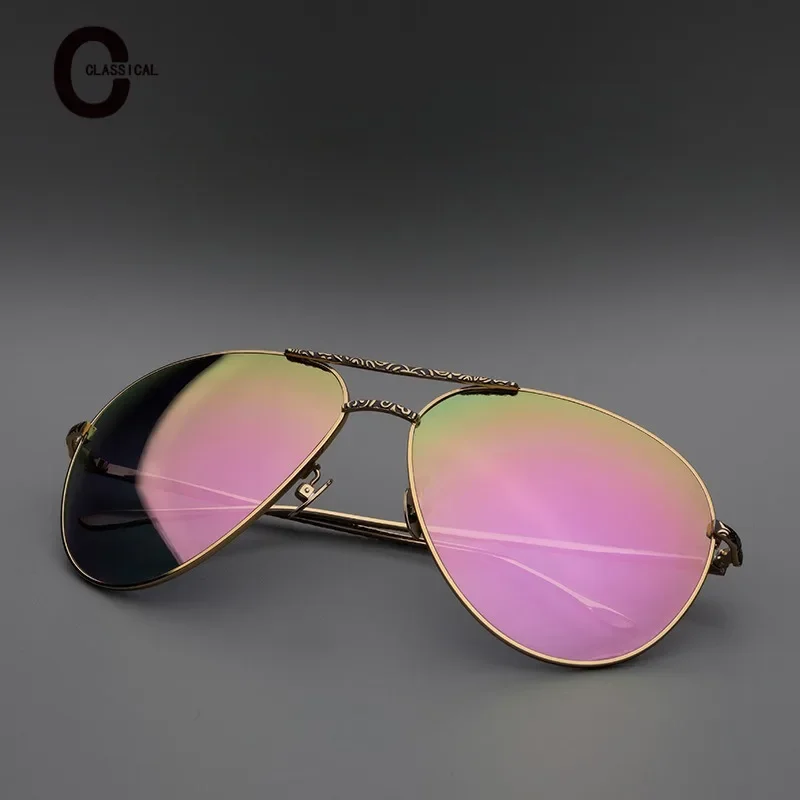 New polarized outdoor driving protection Hot retro oval men sunglasses fashion trend double beam women individuation sunglasses