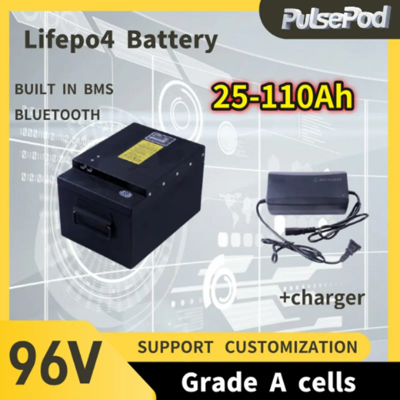 

96V 25Ah 40Ah 50Ah 60Ah 70Ah 80Ah 100Ah 110Ah Lifepo4 Аккумулятор с BMS 32S для электромобилей Четырехколесный мотоцикл Робот
