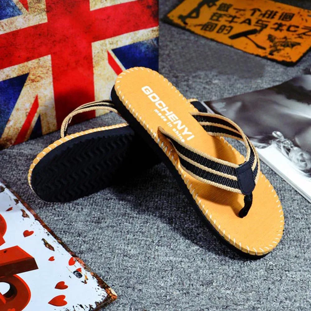 Versatile Slippers Men Flip Flops Summer Beach Chanclas Non-Slip Flat Slides For Men Slippers Indoor House Shoes Male Slipper