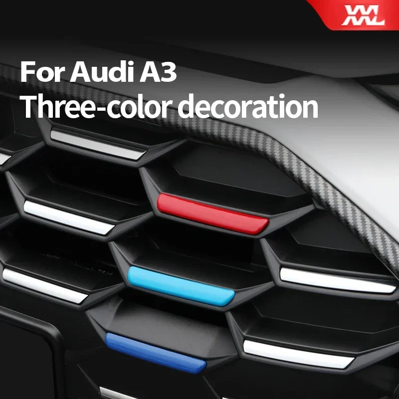 For Audi A3 8Y 2023 2022 2021 To Sline Car Front Grill Stripes Covers Grid Stripes Clip Motorsport Decoration Stickers Styling