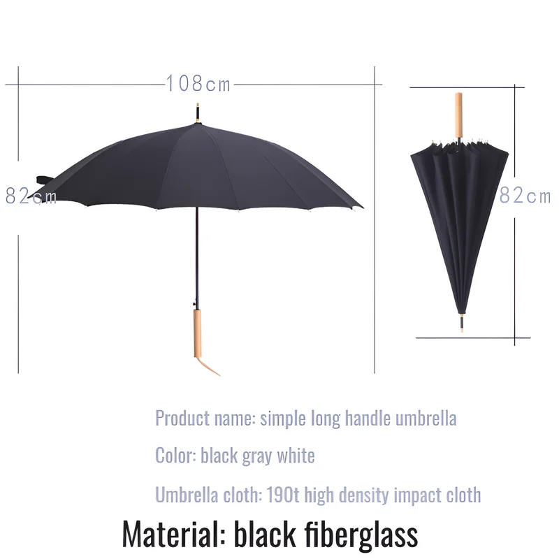 Women\'s Curved Handle Rain and Shine Umbrella Large Long Handle Umbrella Automatic Umbrella Straight Rod Curved Handle Umbrella