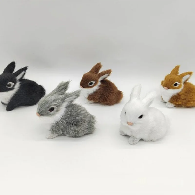 Nieuwe Simulatie Pluche Konijn Speelgoed Konijn Diermodel Kids Gift Schattige Mini Bunny Speelgoed Ornament Beeldje Realistische Harige Dierenpop