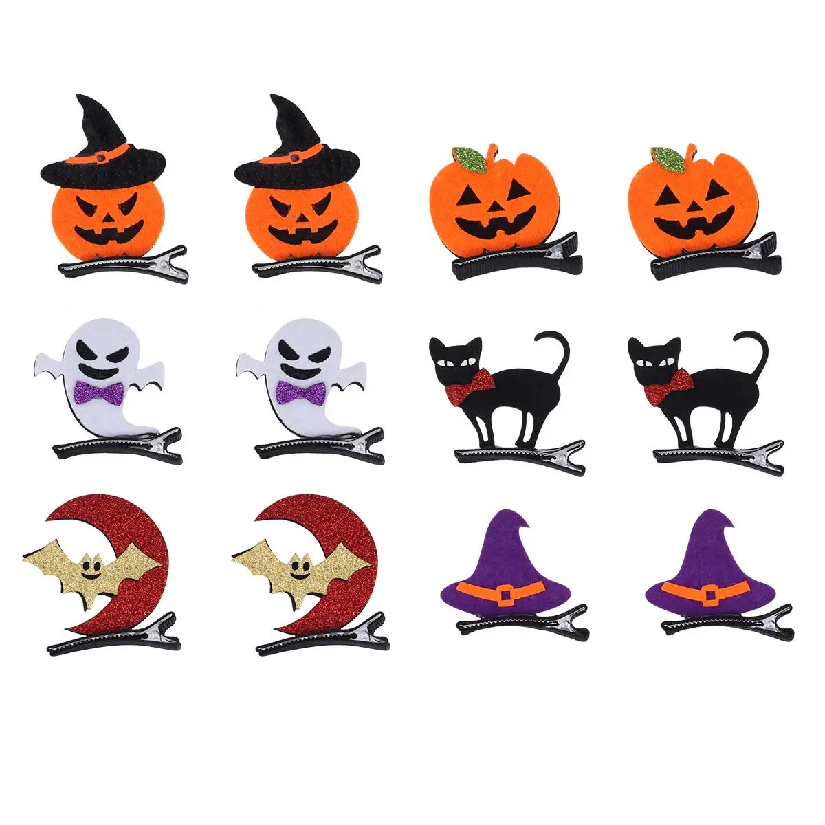 

12 шт., заколки для волос с мультяшными животными, детские заколки на Хэллоуин, заколки для волос, аксессуары, безопасное покрытие из сплава, останавливает грязные волосы, яркие