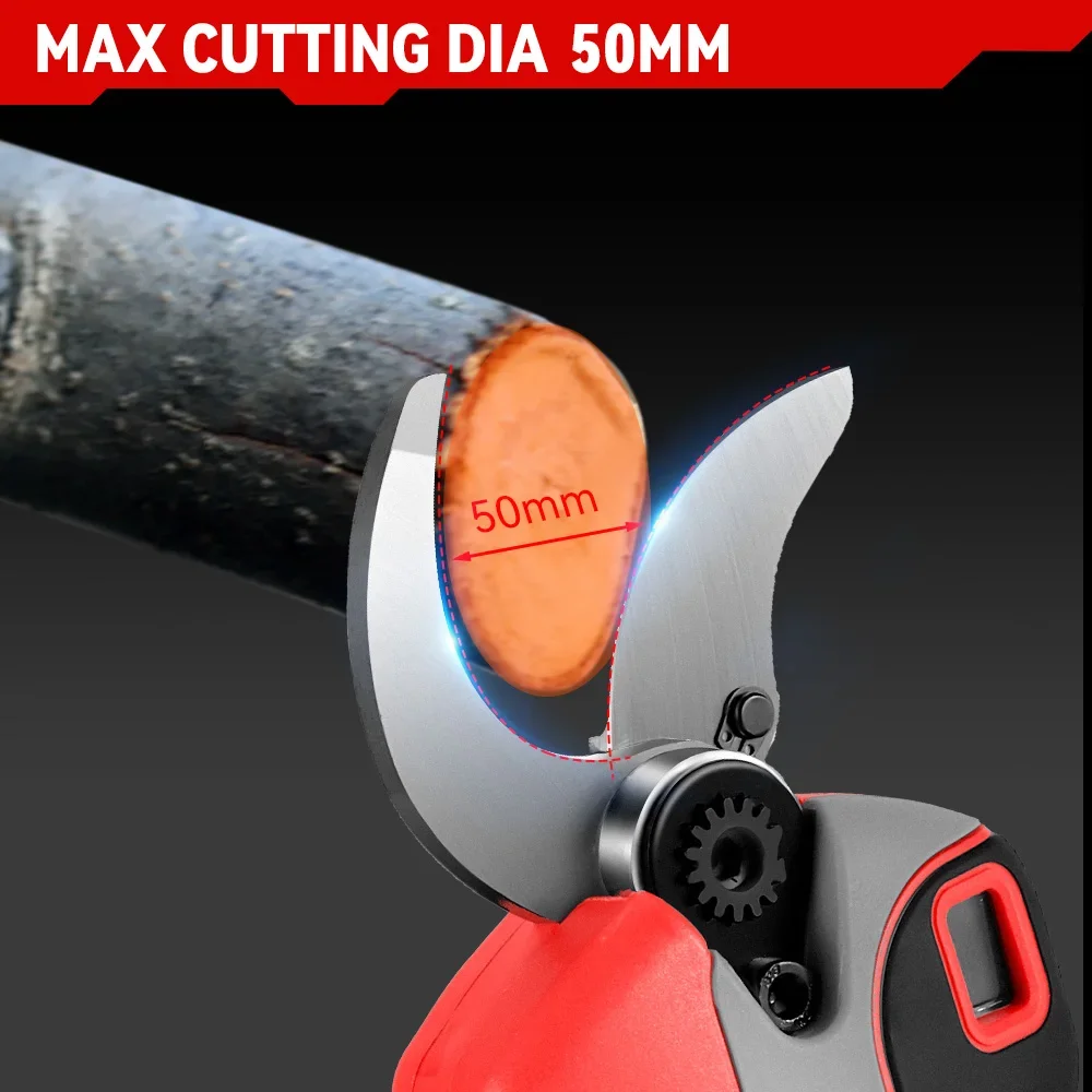 50MM Brushless Electric Pruning Shear 2 Gears Rechargeable LED Cordless Tree Branch Pruner Garden Tool For Makita 18V Battery