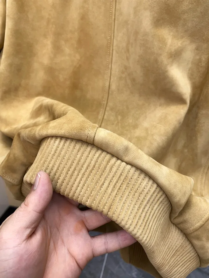 Mens Suede Workwear Jacket 2026 Winter New Turn Down Collar Zip Front Casual Style