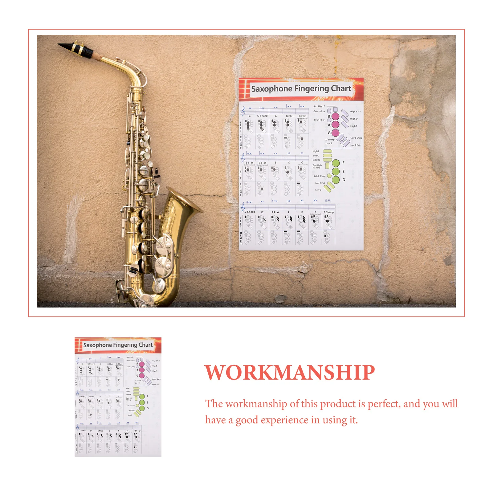 

Saxophone Finger Chart Chord Poster for Professionals Learning Guide Music Paper Beginner Reference