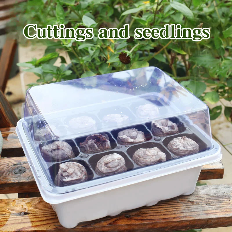 12 Holes Seedling Box  Nursery Pots Vegetable Bean Plants Sprouting Succulent Growth Tray Household Germination Kit Breathable