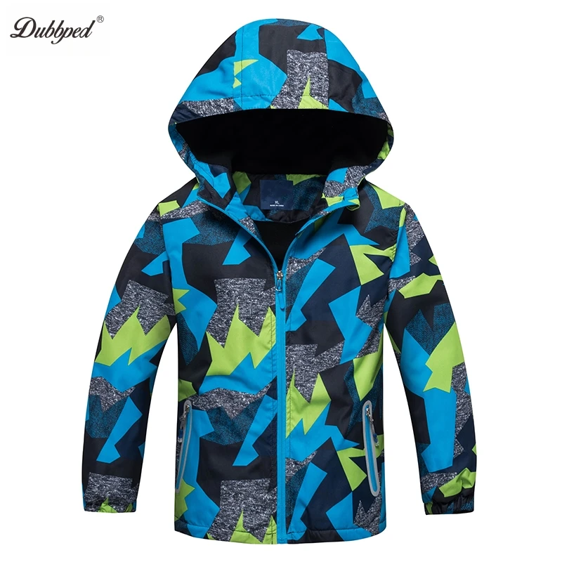 Dubbped Brand Jackets Children Outerwear Coats 2023  Boys Spring Autumn Waterproof Windproof Fleece Hooded Kids Sport Clothing