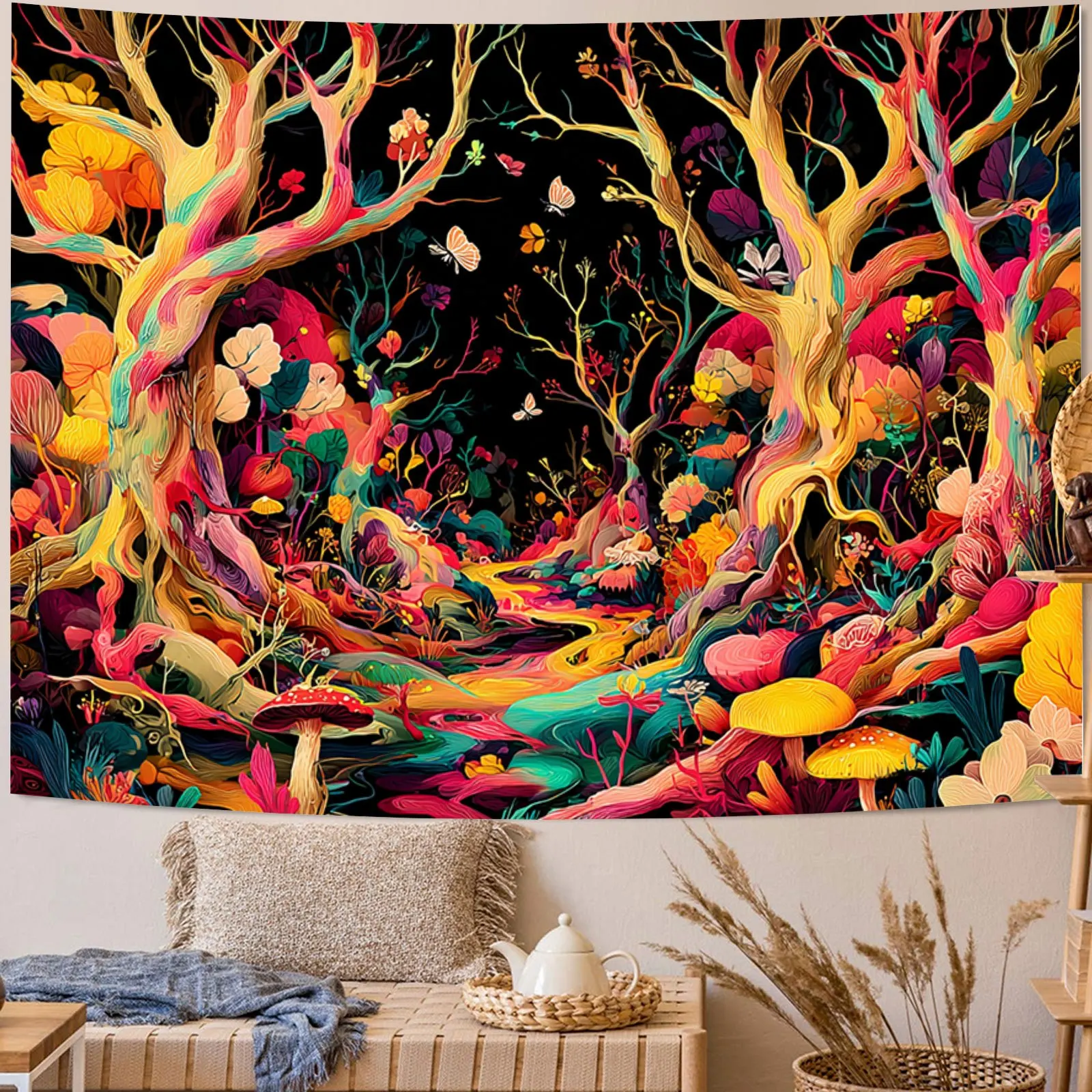 Fantasy Colorful Forest Digital printing polyester wall hanging tapestry decorative Living room bedrooms Office background gift