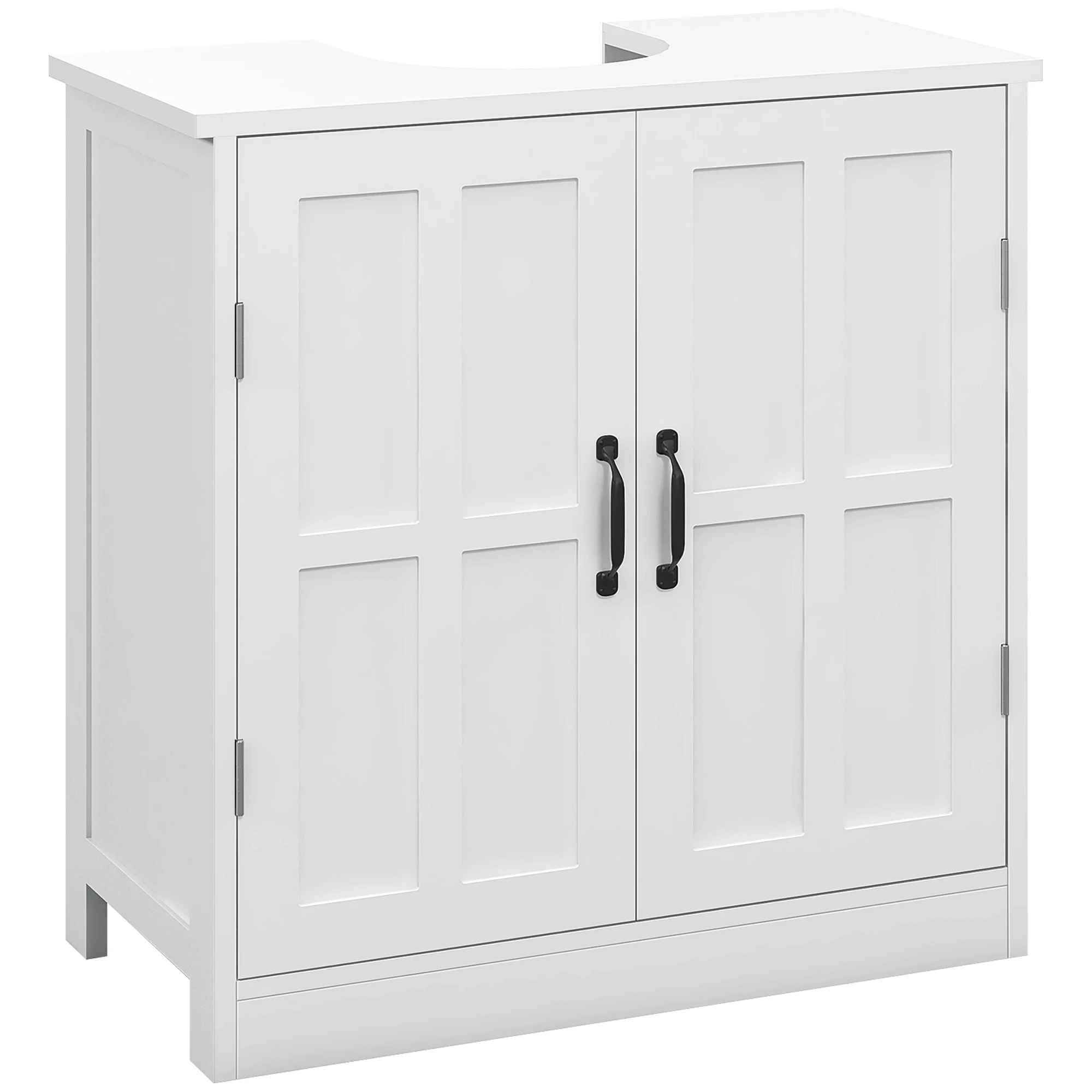Kleankin Pedestal Sink Storage Cabinet, under Sink Cabinet with 2 Doors and Adjustable Shelf, Bathroom Vanity with U-Shape Cut-Out, White