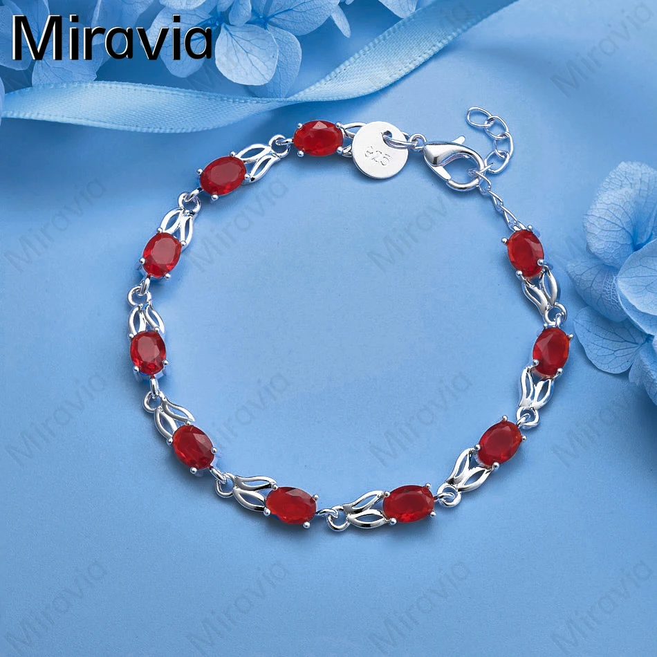 

Miravia 925 Sterling Silver Red Zircon Rabbit Necklace Bracelet Cute Elegant Women Party Jewelry