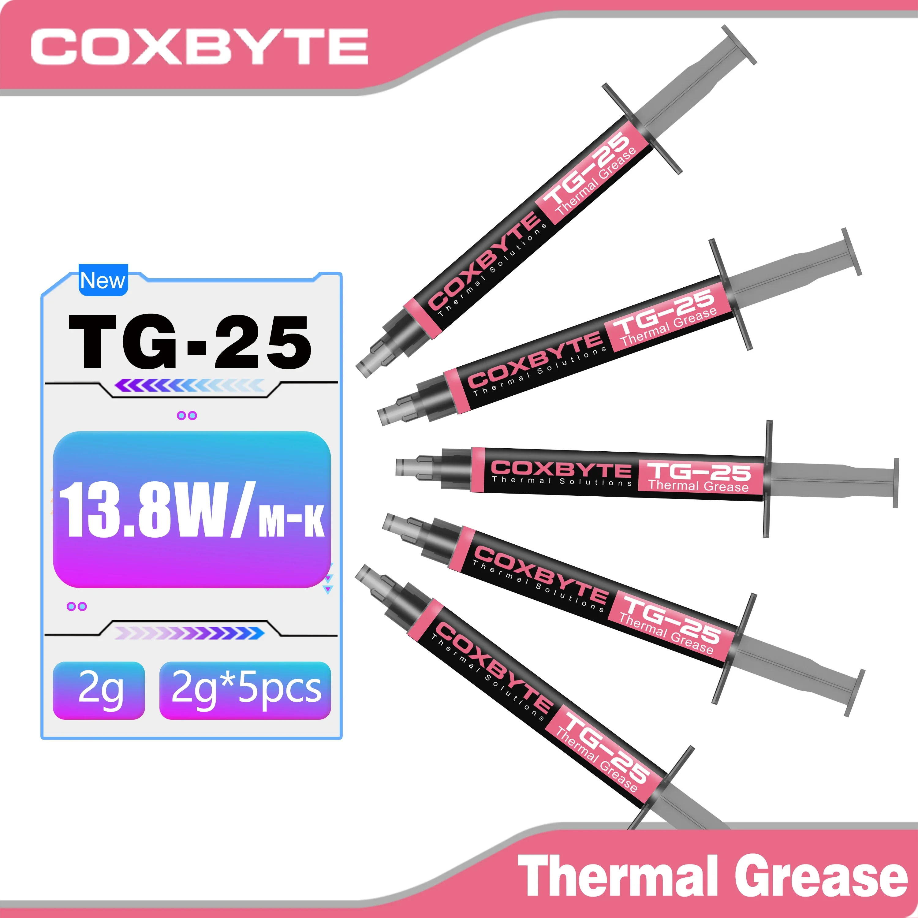 Graxa Térmica de Alto Desempenho Coxbyte TG-25 Pasta Condutiva Térmica 13.8 W/MK 2g Para Resfriamento de CPU GPU em PC Gamer PS4 PS5