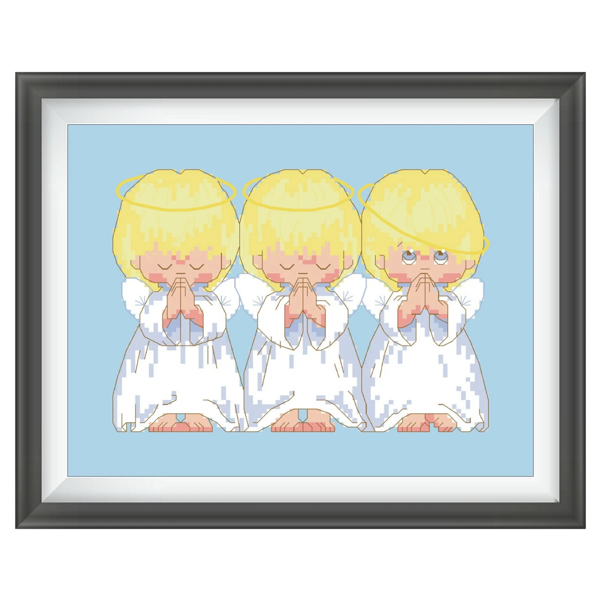 The pray little angel cross stitch kit package 18ct 14ct 11ct light blue cotton thread embroidery DIY handmade needlework