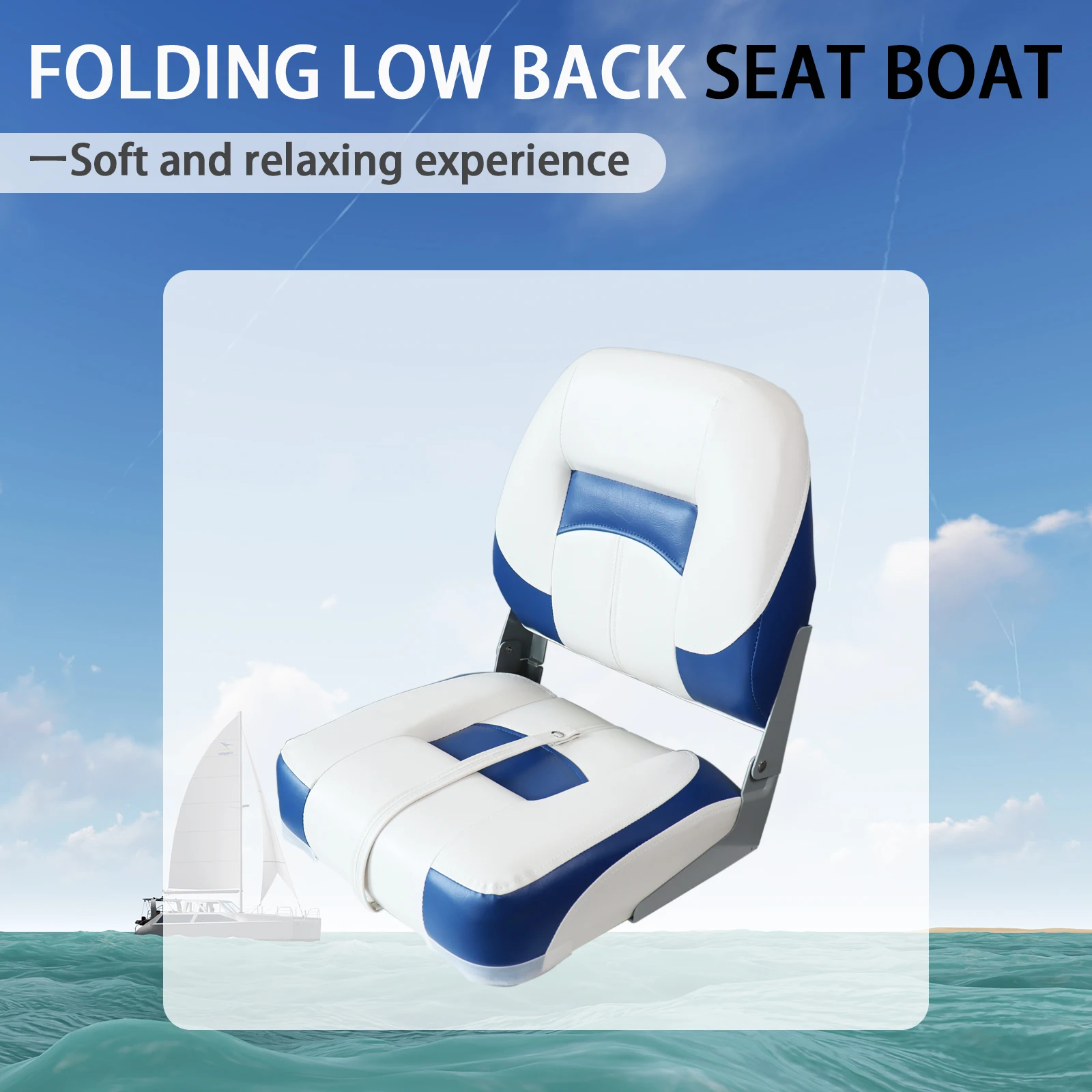 مقاعد قارب باس قابلة للطي مقعد قارب كلاسيكي لوازم بحرية أخرى كرسي قارب سرعة الصيد منخفض الظهر 1 قطعة