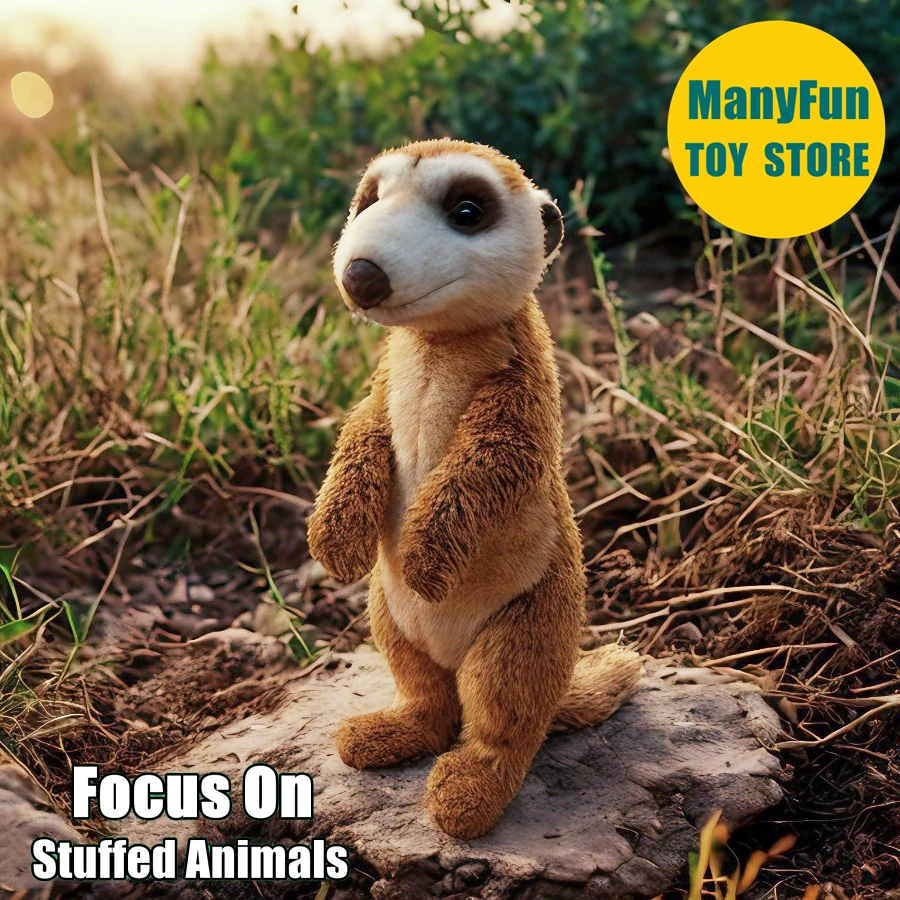 Meerkat Plush Toy Realistic Mongoose Plushie Suricate Lifelike Marmot Stuffed Animal Simulation Soft Doll Collectors