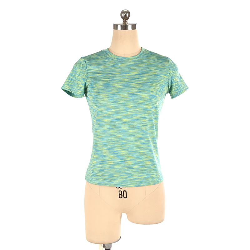 

Women's Training Competition Customized Figure Skating T-shirt Patinaje Rhythmic Gymnastics Round Neck Short Sleeve Top