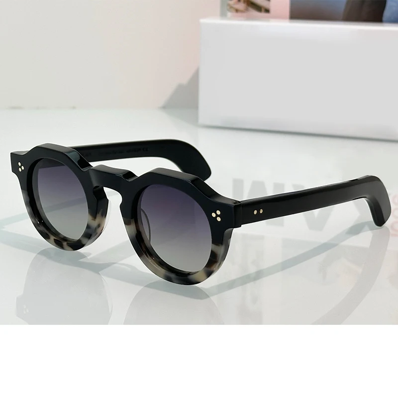 2026 جديد النمط الياباني خمر نظارات شمسية بمادة الخلات للرجال النساء عالية الجودة مصمم القيادة السفر نظارات دائرية UV400