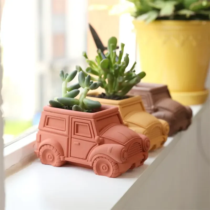 Boowan Nicole Vintage Car Concrete Silicone Molds for Plant Pots DIY Pen Holder Cement Jesmonite Mould for DIY Handcraft view 5