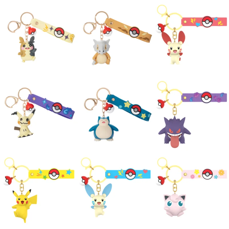 Anime Pokemon Figures Snorlax Mimikyu Cubone Keychain CarKey School Bag Backpack Decoration Desktop Decoration Toy Gift