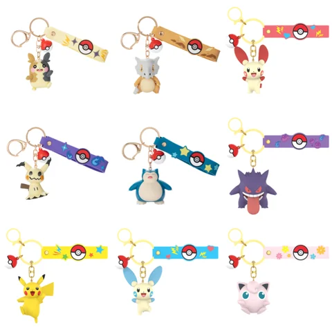 Anime Pokemon Figure Snorlax Mimikyu Cubone Portachiavi CarKey Borsa da scuola Zaino Decorazione Decorazione del desktop Giocattolo Regalo di compleanno