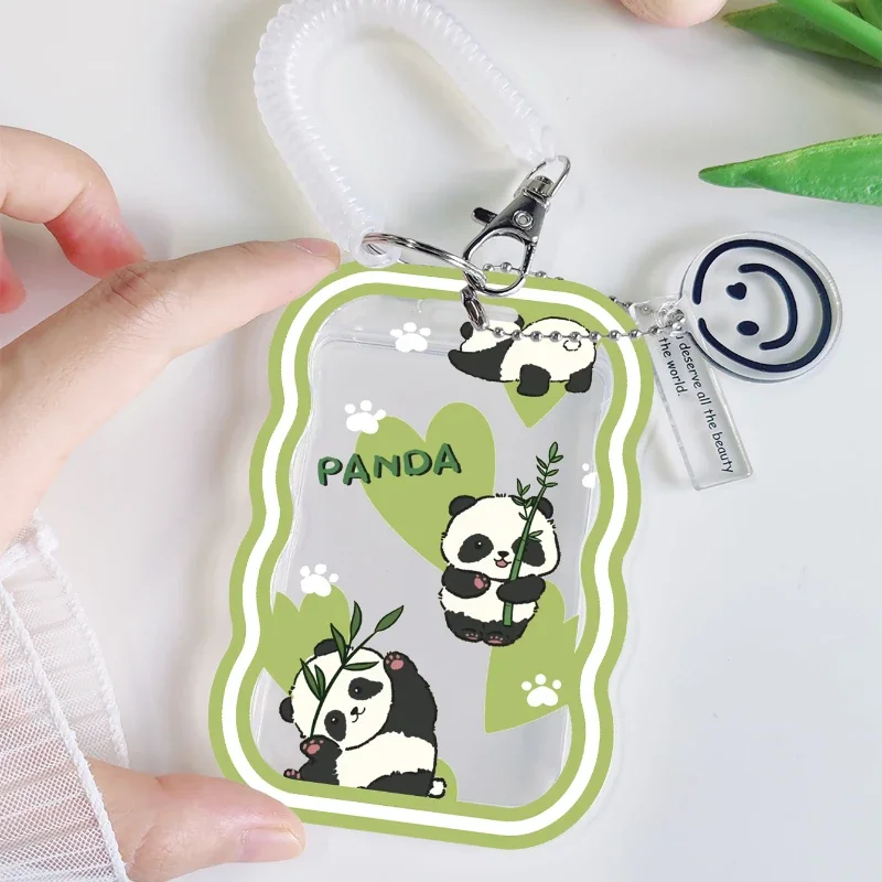 Wave Transparent Card Holder Cartoon with Retractable Spring Cord Suitable for Bank Identity Bus ID Card Sleeve Case Door Card