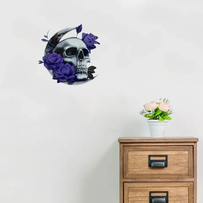 

Purple Moon Skull Metal Wall Art Decoration Wall Hanging Sign Decoration Iron Wall Art Sculpture Sign Decoration Gifts Gift