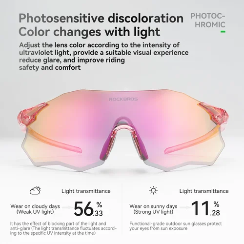 Imagen 2 del producto Gafas de ciclismo ROCKBROS, gafas de sol fotocromáticas/polarizadas, protección UV400, gafas a prueba de viento, gafas deportivas para montar en carretera MTB