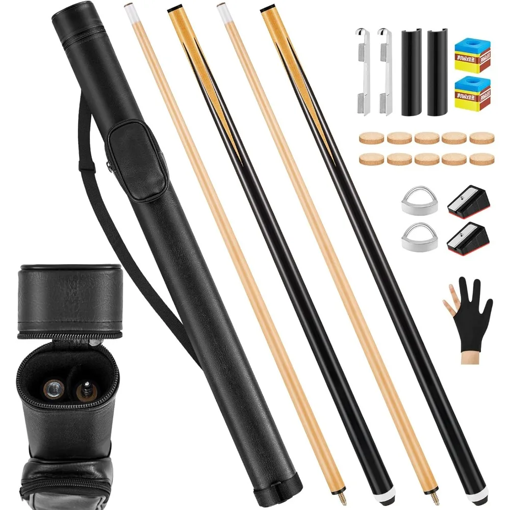 

Pool Cue Sticks Case and Repair Accessories Set Including 58 Inch Maple Professional Pool Cue Sticks 13 mm Tip 1 Case
