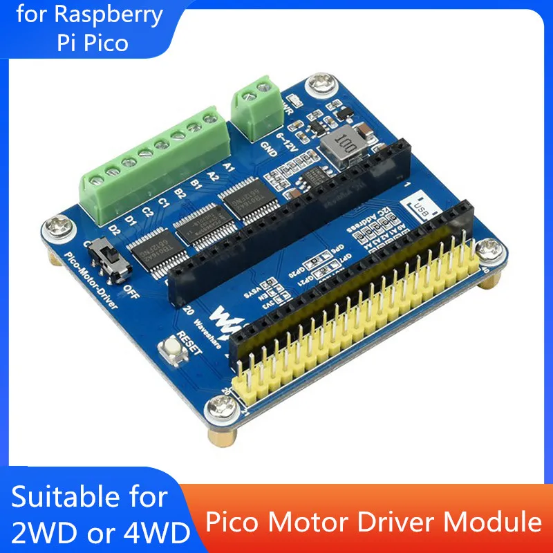 

4-Channel DC Motor Driver Module Breakout Shield Expander Expansion Board HAT for Raspberry Pi Pico RP2040 PWM Driver Board Acce