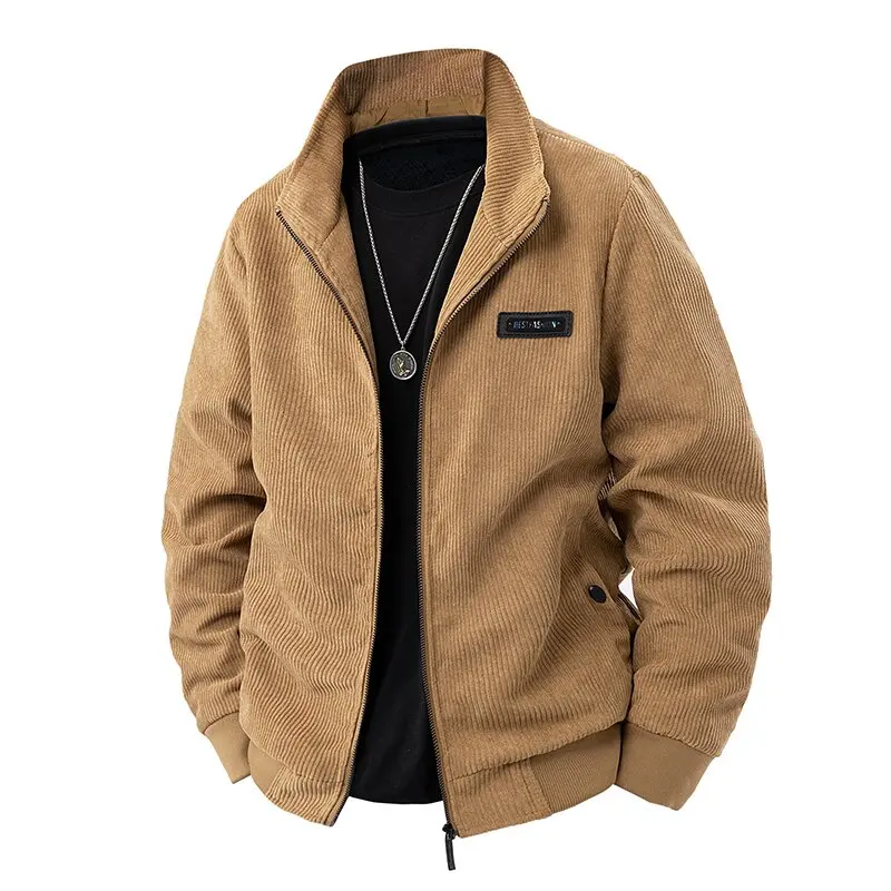 2025 Spring and Autumn New Fashion Trend Solid Color Corduroy Jacket Men's Casual Loose Sports Large Size High Quality Coat 5XL