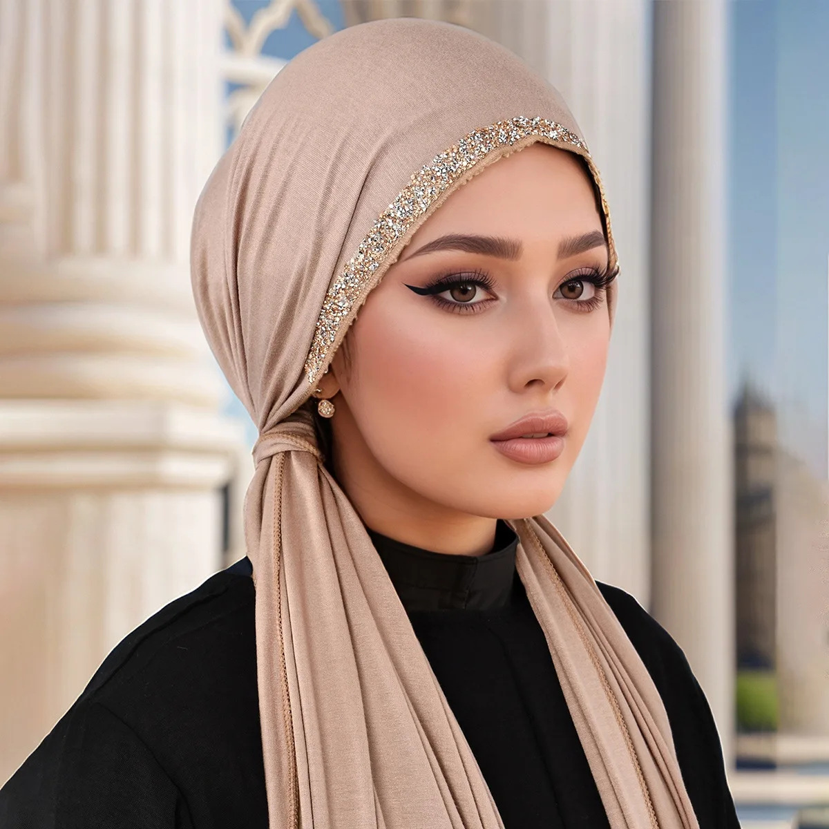 

Malaysian Bandana Solid Color Hot Diamond Cotton Long Scarf Hat Fashion Women Muslim Hijab Turban Headscarf Wrap Niqab Shawls