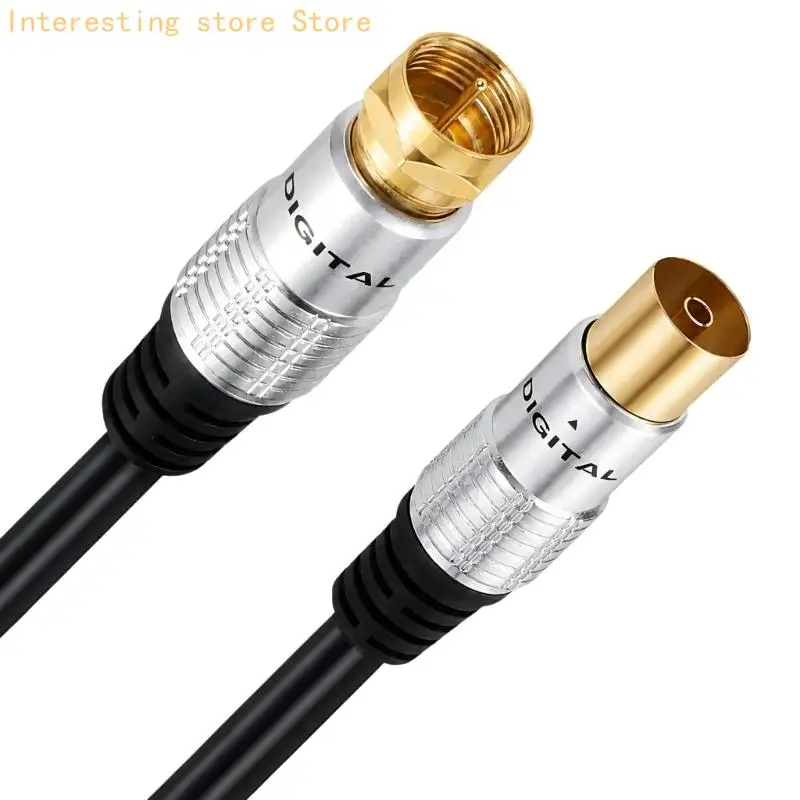 Threaded F Male Cable with TV9.5 Female End, Coaxial Antennas Wire for Home 55KC