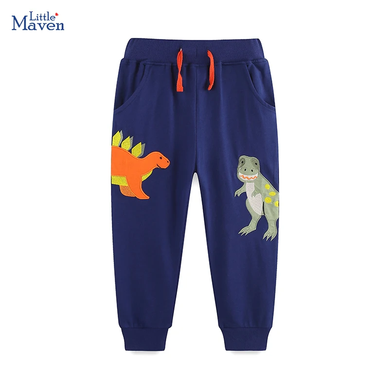 Little Maven Baby Jungen 2025, Herbsthose, Kinderkleidung, Stickerei, Cartoon-Dinosaurierhose, Baumwolle, Kinderkleidung, Jogginghose