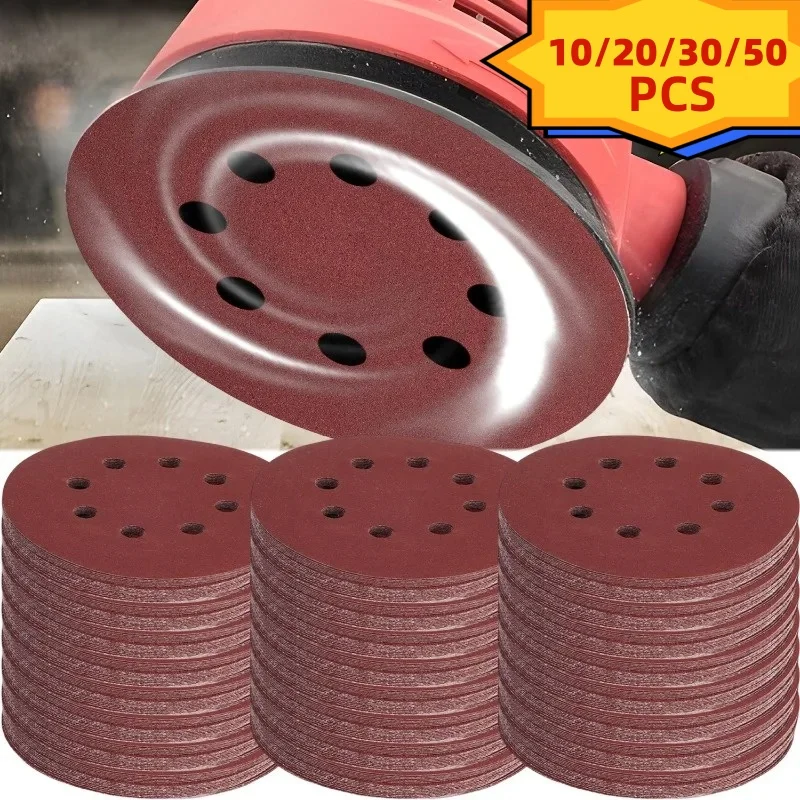 Universal 8 Hole Sanding Discs 125mm Sandpaper for Metal Wood Glass Sander Polishing Pads Home Abrasive Tools 40~3000 Grit