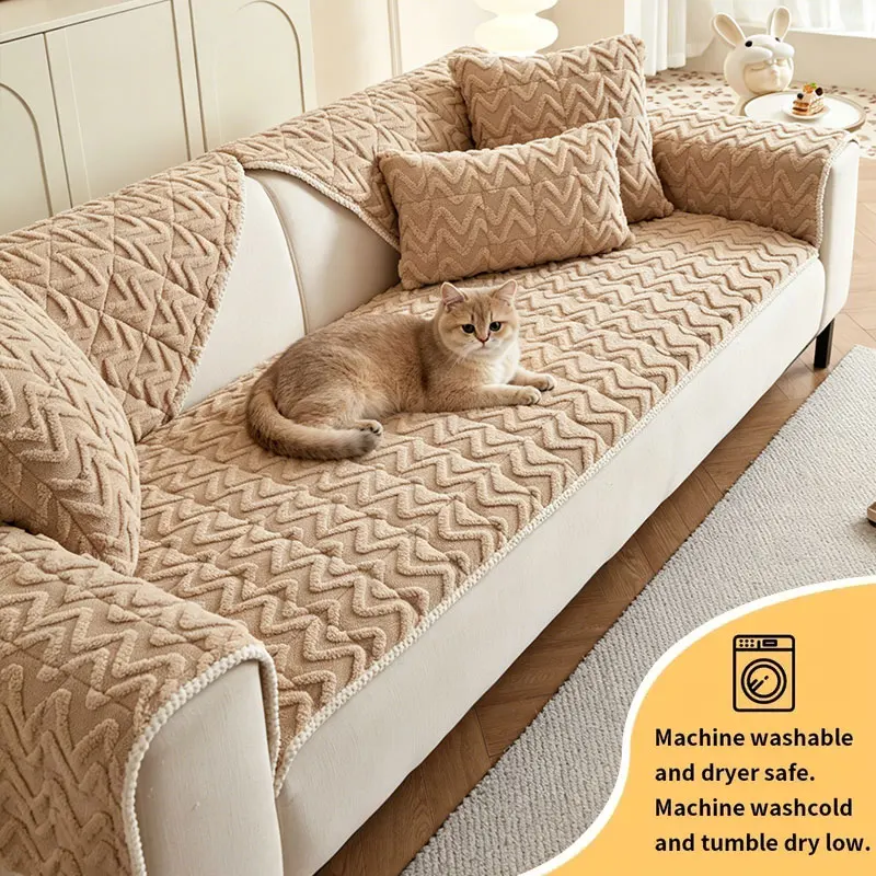 1PC-Wave style sofa cushion, pet friendly scratch resistant sofa cushion, dust-proof and anti slip thick soft sofa cushion