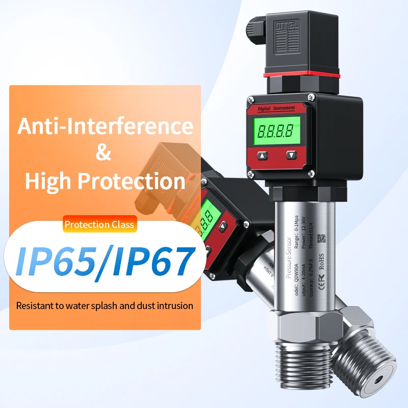 M20*1.5 LCD Pressure Transmitter 0-100Mpa DC24V Hirschmann Pressure Transmitter 4-20MA 0-10V 0-5V RS485 LCD Pressure Sensor