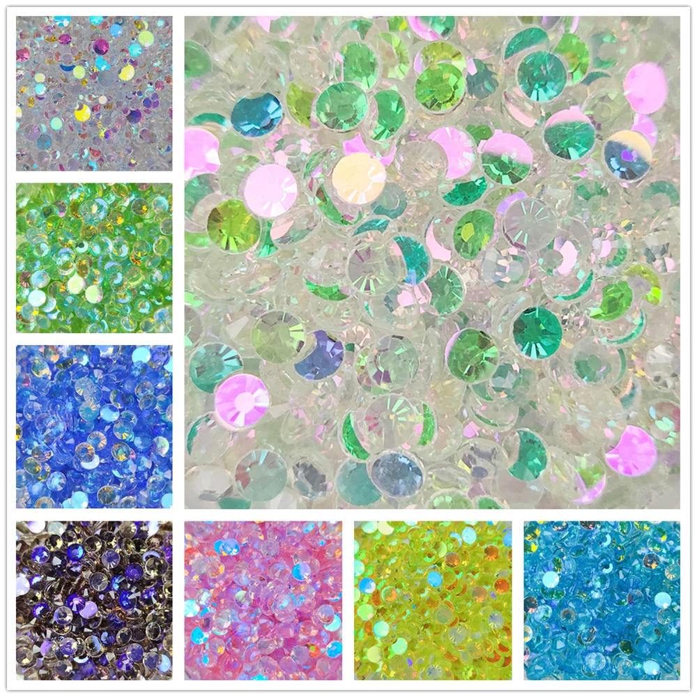 AAAA+Quality All Size Color Aurora Phantom Glass FlatBack Glue On Rhinestone Nail Art Non Hotfix Rhinestone Garment Decoration