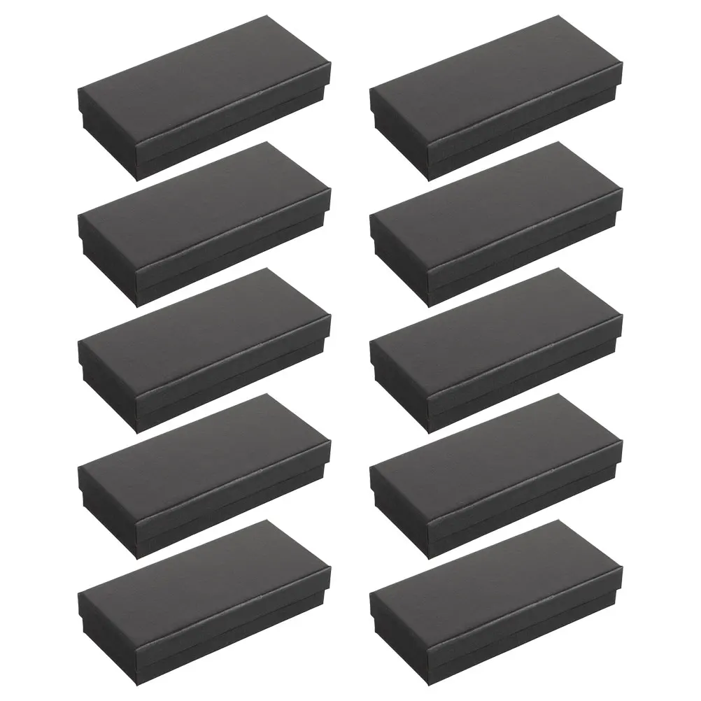 

10 Pcs Watch Packaging Carton Black Paper Boxes Mens Jewelry Organizer Single Display Case Storage Necklace Bracelet Travel Gift