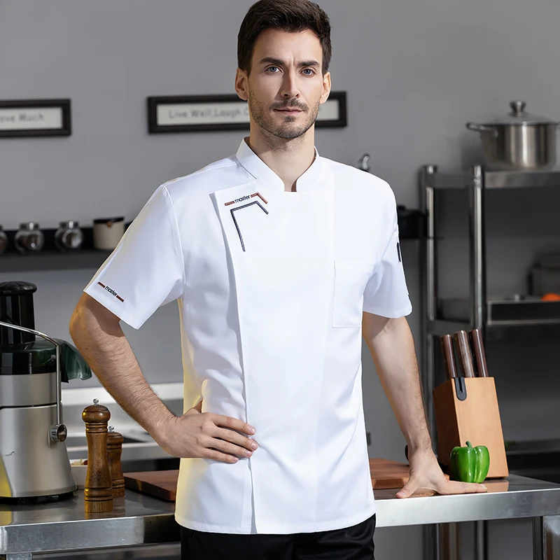 Uniforme de cuisinier, combinaison blanche, T-shirt de chef d'hôtel, veste de travail de boulanger, vêtements de restaurant, 73 chemises