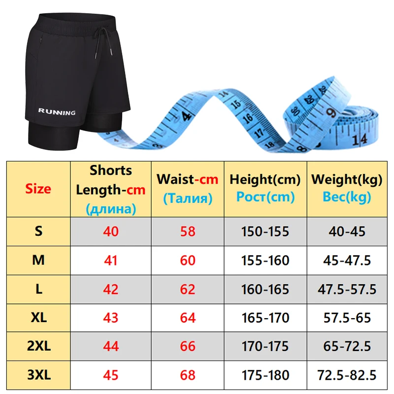 Fitness Training Shorts men Print Running 2 in 1 Sports Jogging Quick Dry Short Pants Breathable Summer Double Deck Bottoms