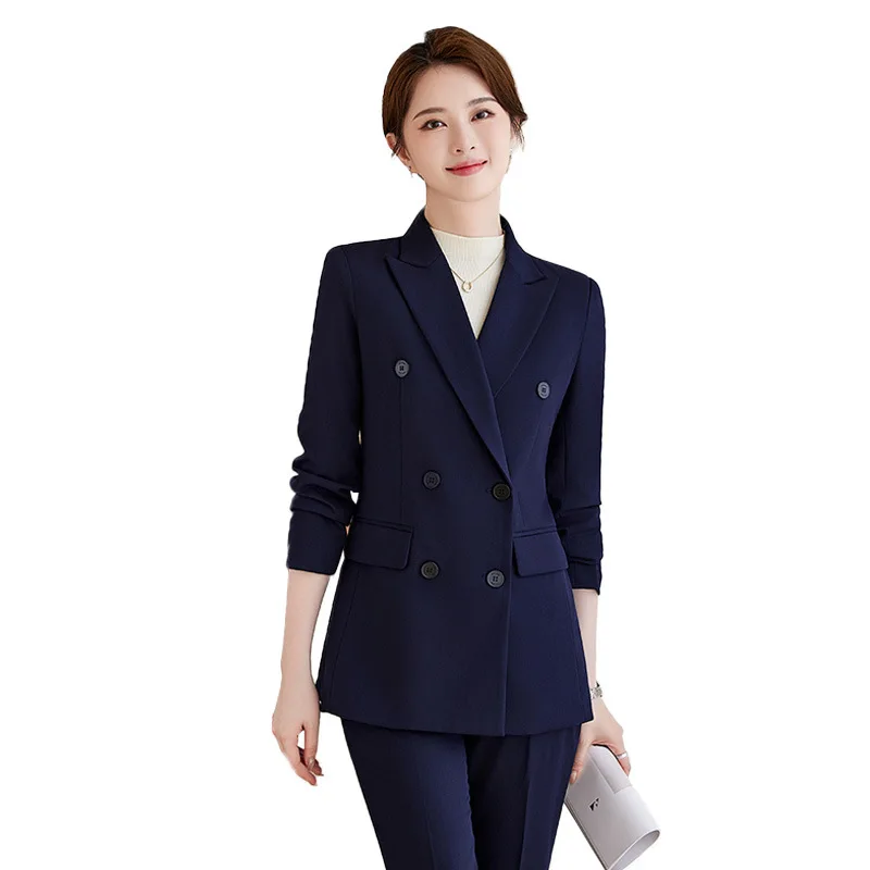 Spring and Autumn New High-end Interview Formal Pants Suit Workwear Professional Gray Suit Set Women's Suit