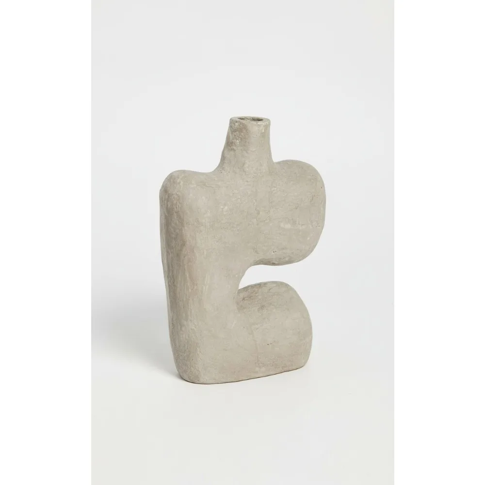 مزهرية ورقية رمادية تجريدية حديثة، ديكور منزلي مصنوع يدويًا لغرفة المعيشة والمكتب