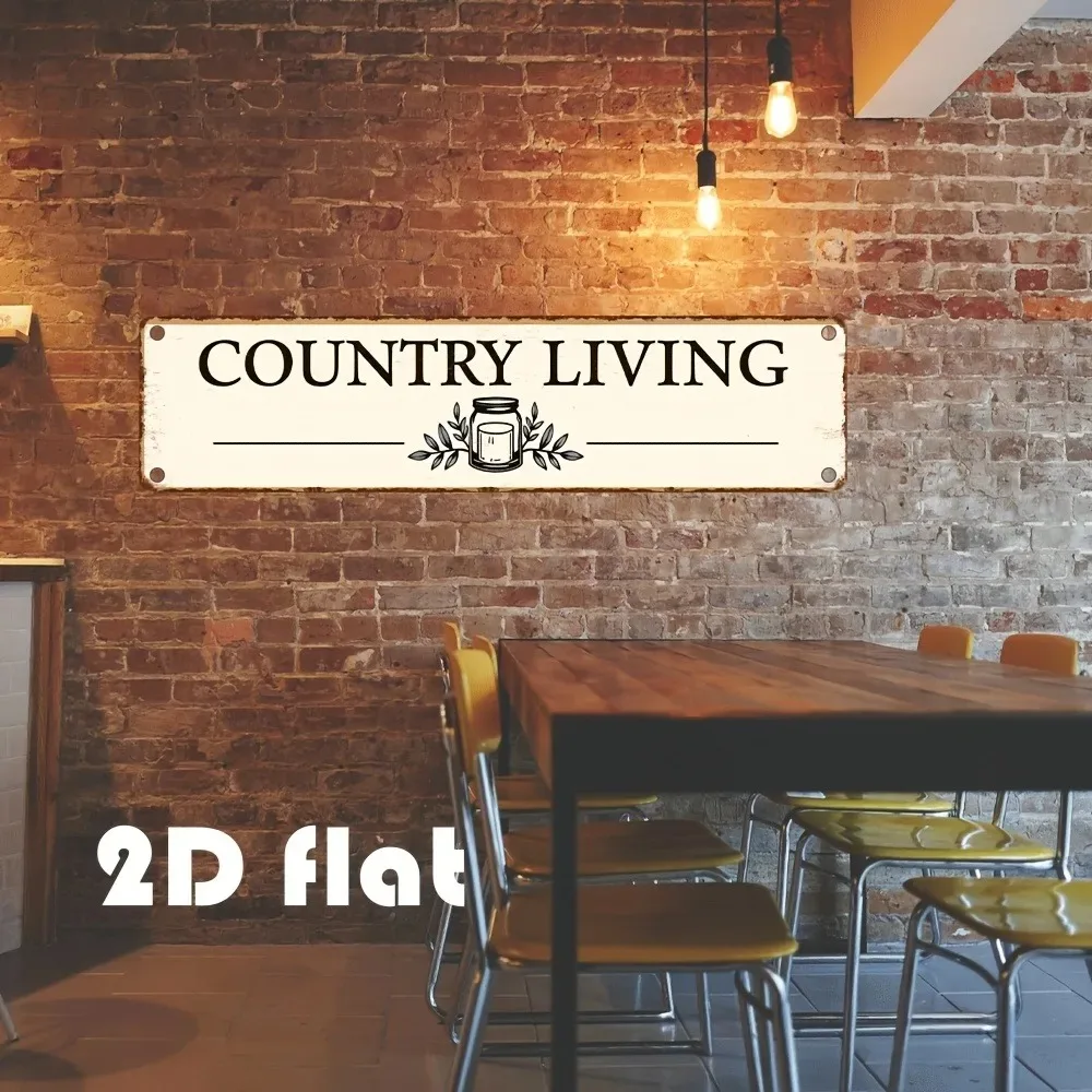 2D Flat Rustic Aluminum Plaque 3.94x15.75in,Customizable Weather‑Resistant Home Cafe Garage Wall Decor,Decoration Only