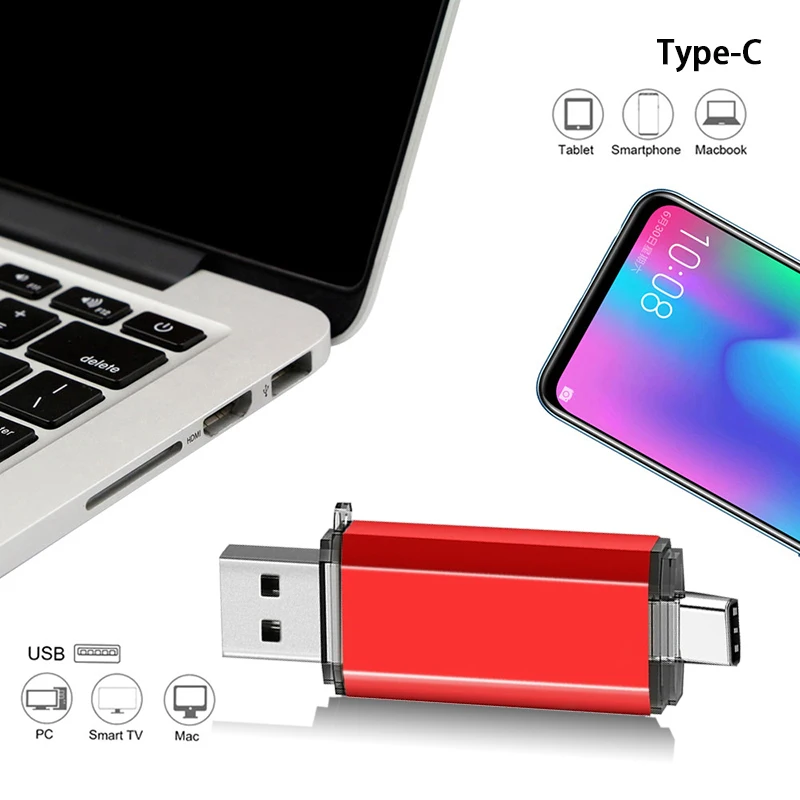USB C Thumb Drive 64GB, USB2.0 to USB Type-c Flash Drive High-Speed Transmission Memory Stick for Mac pro,Samsung Galaxy,iPad PC