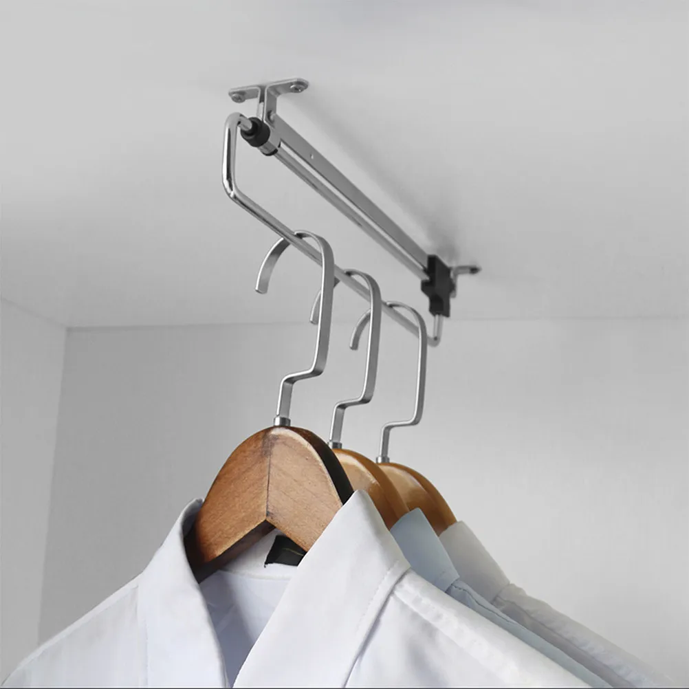 2Pcs Retractable Clothing Rail for Closet Space Optimization Iron Build Top-Mount No-Drill Installation Sliding Extendable