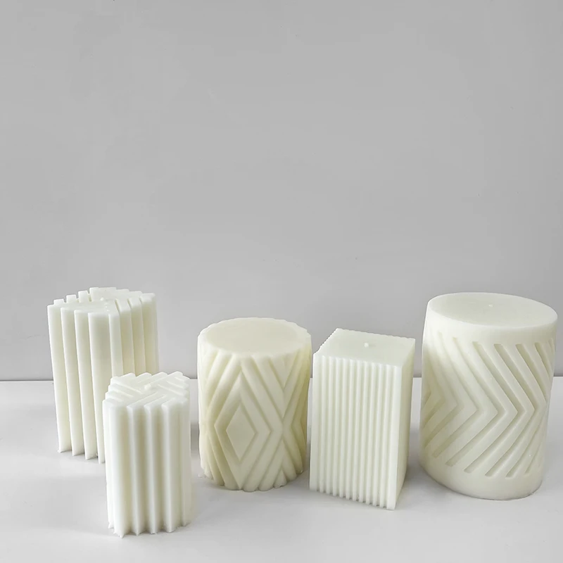 Geometric Cylindrical Scented Candle Silicone Mold DIY Plaster Handmade Soap Diffuser Stone Car Fragrance Candle Making Supplies