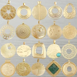1pc Genuine Gold Color Large Bohemia Round Medallion Charms Plated Boho Pendants for DIY Necklace Jewellery Making Finding