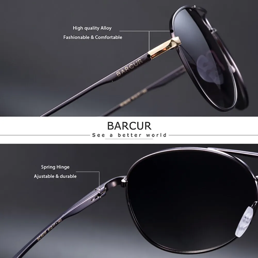 BARCUR Design Sunglasses Women Polarized Gradient Lens Sun Glasses for Men Pilot Eyewear Accessory Gafas Oculos De Sol