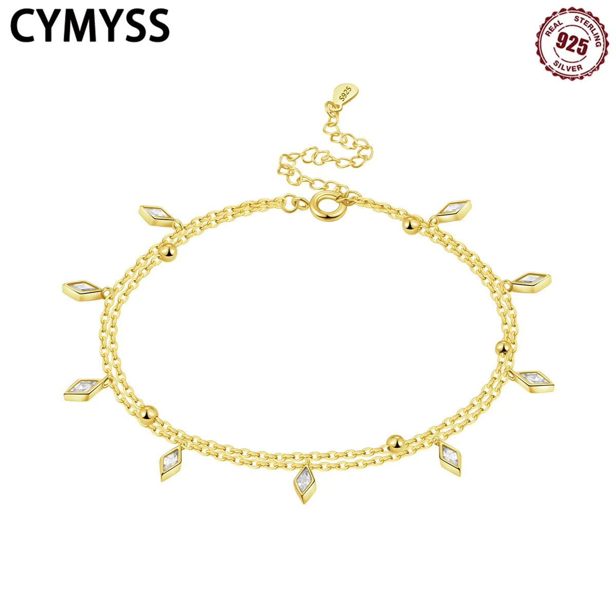 

CYMYSS 2025 New S925 Sterling Silver Bohemian Double layer Feet Chain Women's High grade Jewelry DIY Birthday Gift
