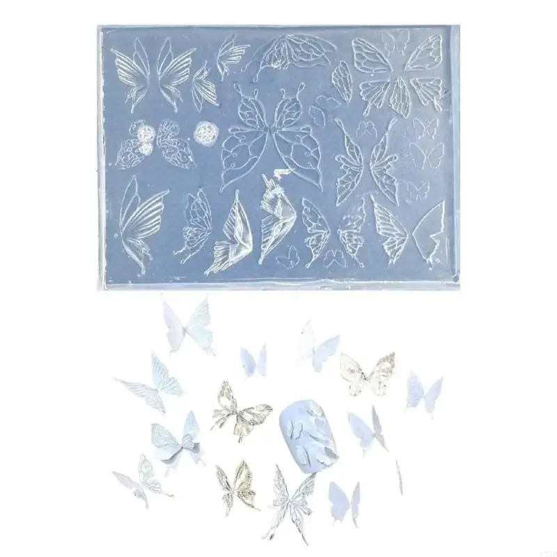 3D Butterfly Design Silicone Mold For Gel Polish Art Transparency Flexible Reusable Craft Supply